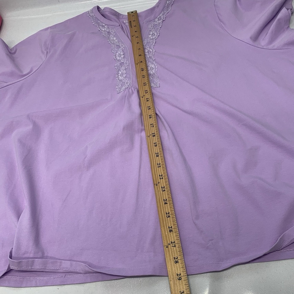 Liz & Me Short Sleeve Top Woman 5X Purple Lace Cotton Spandex Lilac Pull Over - Picture 6 of 6